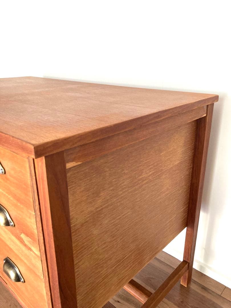 【週末sale】木製の片袖机　ヴィンテージ　昭和レトロ　取っ手交換済み