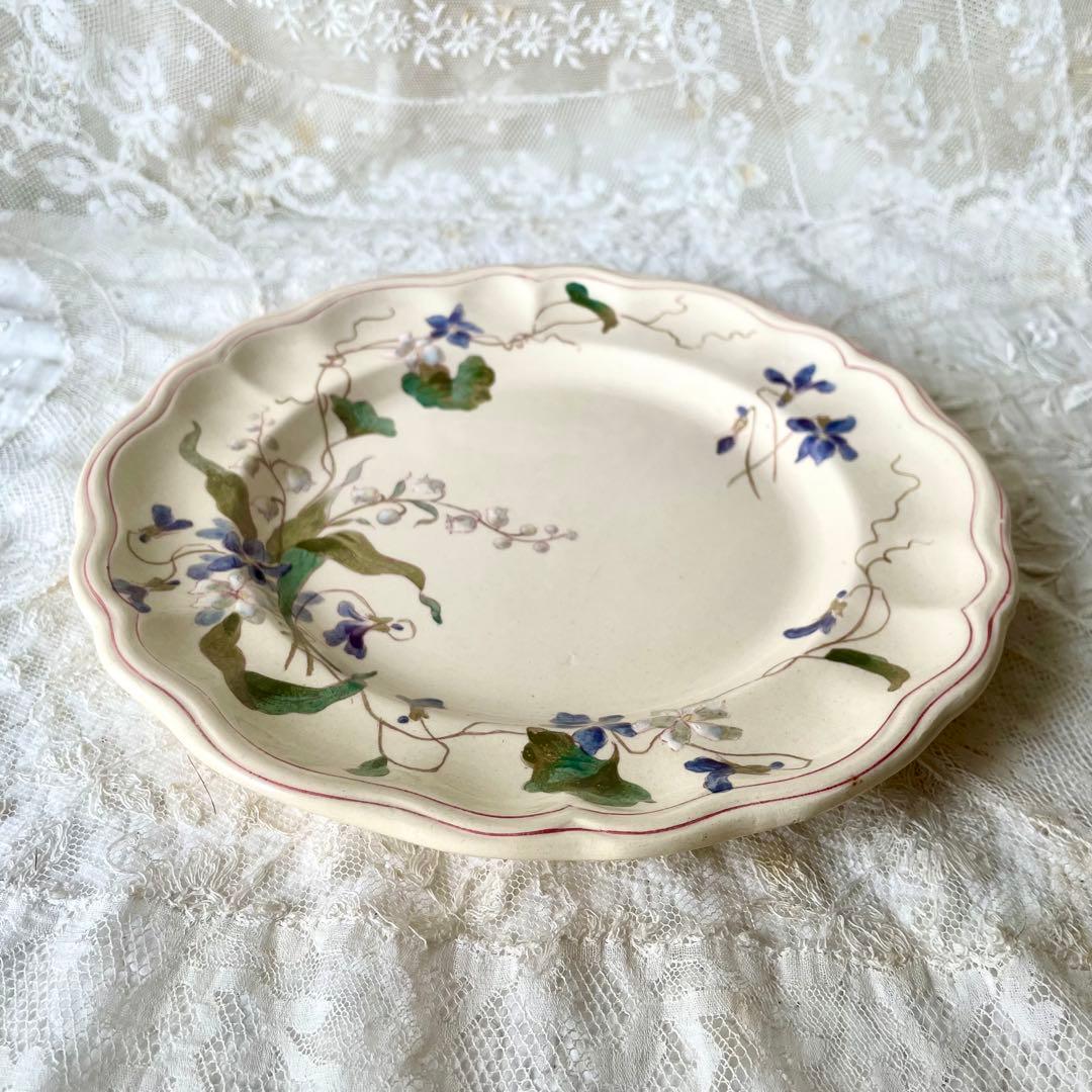 【レア】ロンシャン すみれ&すずらんプレート①フランスアンティーク菫 鈴蘭スミレ