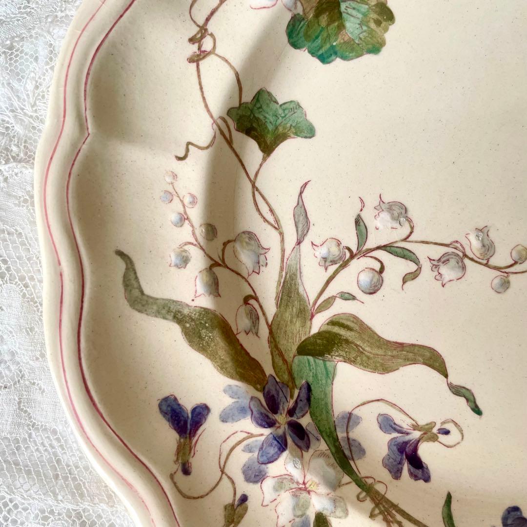 【レア】ロンシャン すみれ&すずらんプレート①フランスアンティーク菫 鈴蘭スミレ