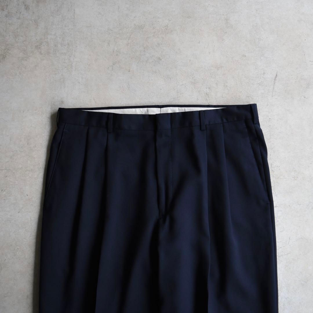 90s SLATES スレイツ ツータックスラックス ネイビー W38 L30