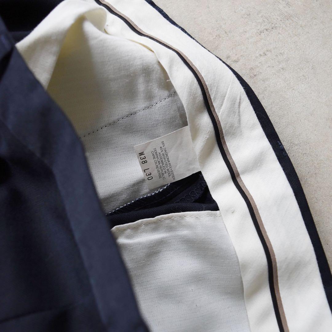 90s SLATES スレイツ ツータックスラックス ネイビー W38 L30