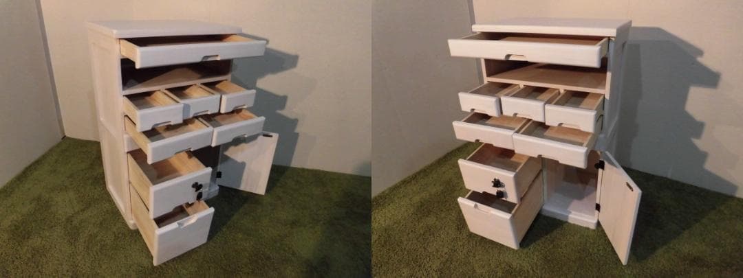 【送料無料・新品】天然木【桐】引出いっぱい★マルチキャビネットチェスト【鍵付】