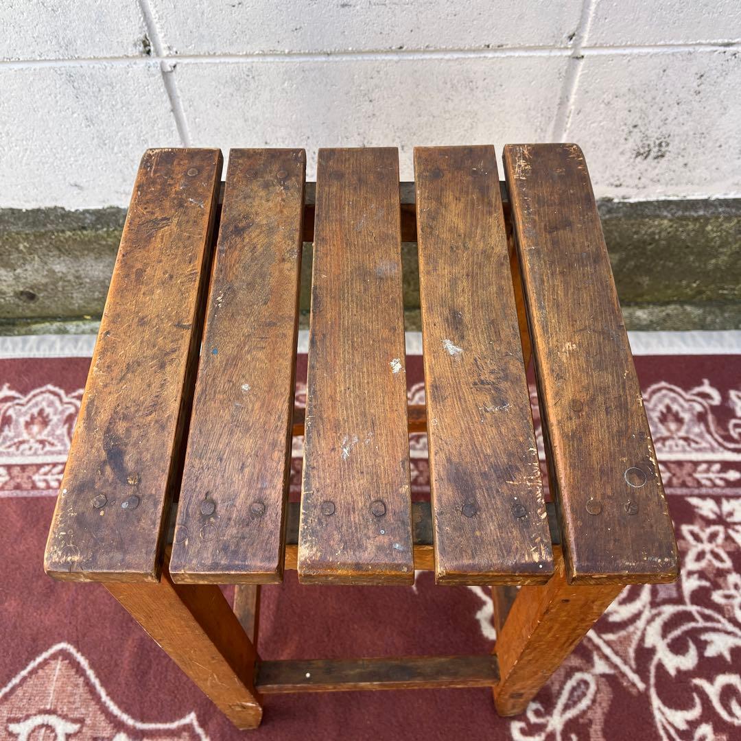 アンティーク 古家具◾️木製無垢材 スクエア型 スツール サイドテーブル 飾り台