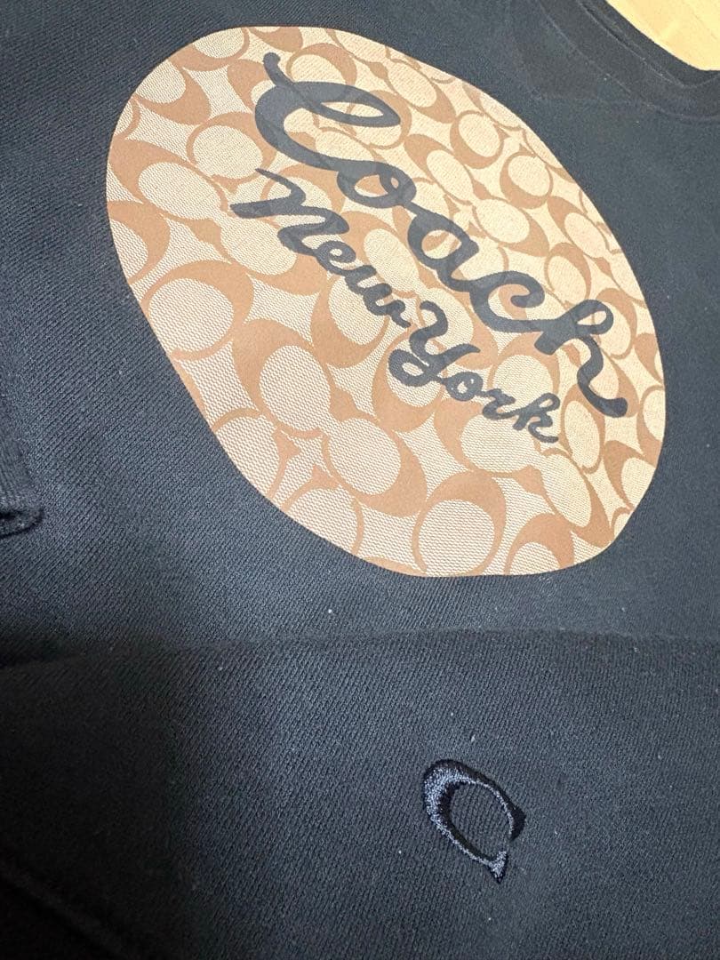 【・・・】COACH ブラック スウェット トレーナー 丸ロゴ