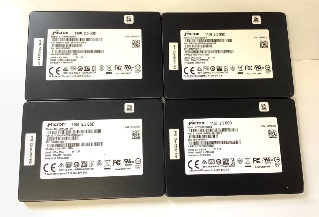 ②-WA33-Micron SATA 256GB 2.5インチ SSD 4点