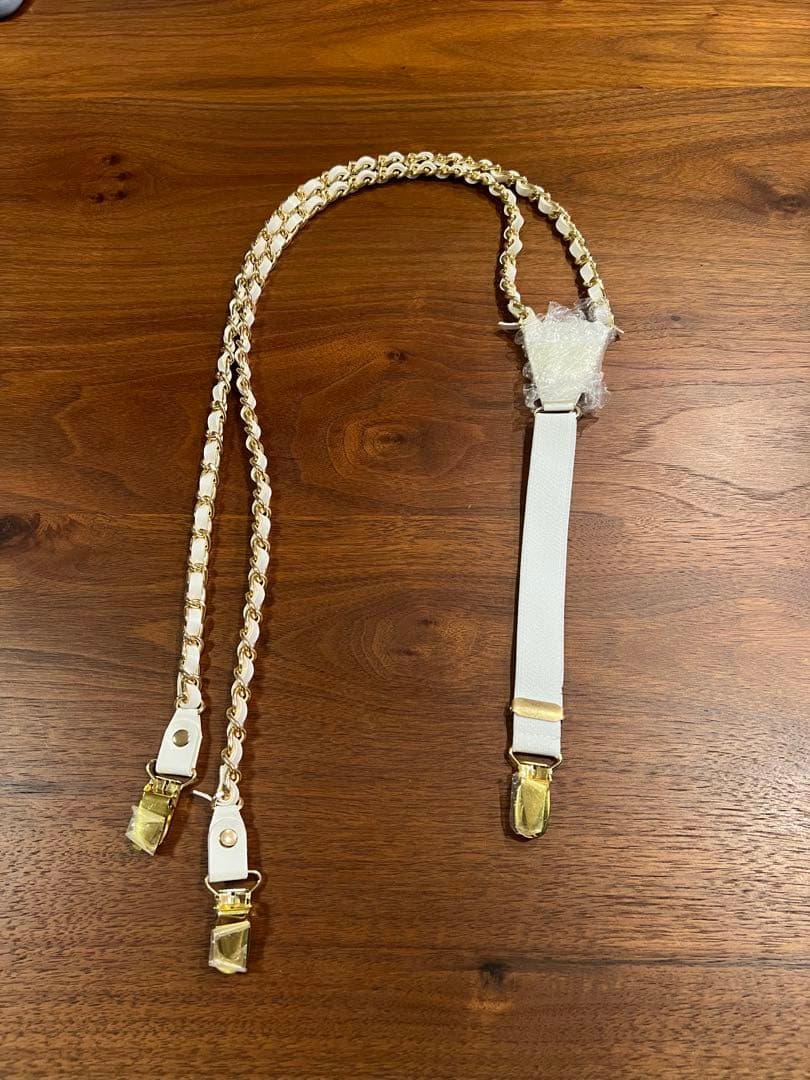 BECOME TREE ビカムツリー チェーンサスペンダー ホワイト×ゴールド