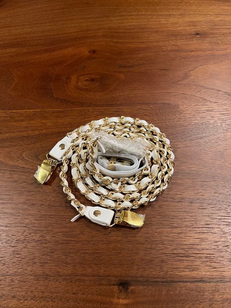 BECOME TREE ビカムツリー チェーンサスペンダー ホワイト×ゴールド