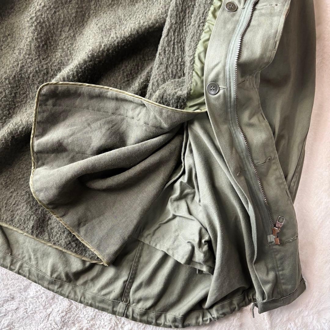 70s フランス軍　実物　XL モッズコート￼ ミリタリージャケット　M64 緑