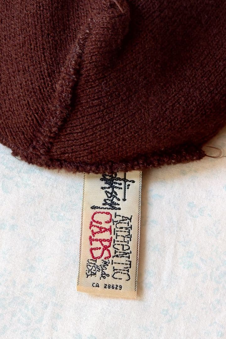 白タグ　90s USA製　Old　Stussy　ビーニー　ニットキャップ　茶色