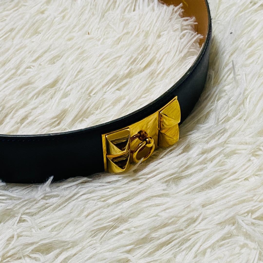 【HERMES】エルメス コリエドシアン 箱付き ゴールド ネイビー ベルト