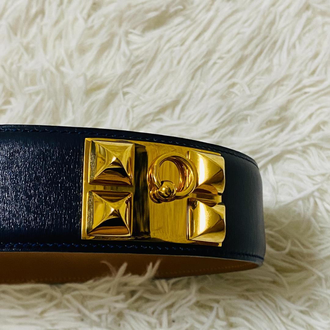 【HERMES】エルメス コリエドシアン 箱付き ゴールド ネイビー ベルト