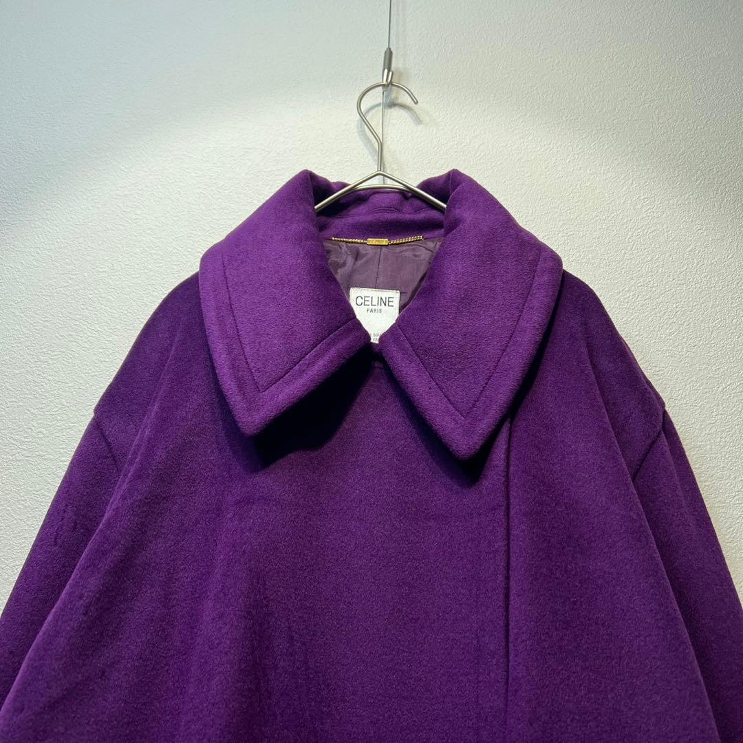 希少 CELINE 上質 ウール カシミヤ クロンビー ステンカラーコート 40