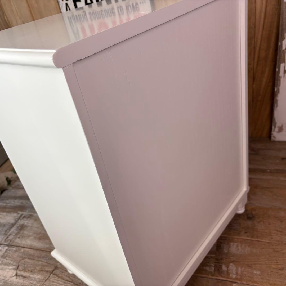 訳あり品【86】フレンチカントリー調ホワイトチェスト四段五つ引き木製洋タンス収納