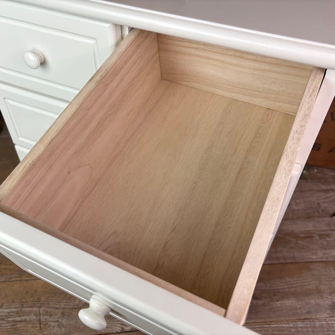 訳あり品【86】フレンチカントリー調ホワイトチェスト四段五つ引き木製洋タンス収納