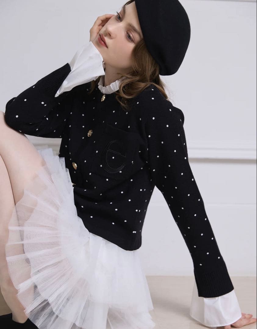 【eimy istoire】タグ付　Attached collar カーディガン