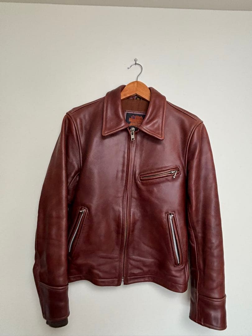 FREEDOMブラウンレザー シングルライダースジャケット
