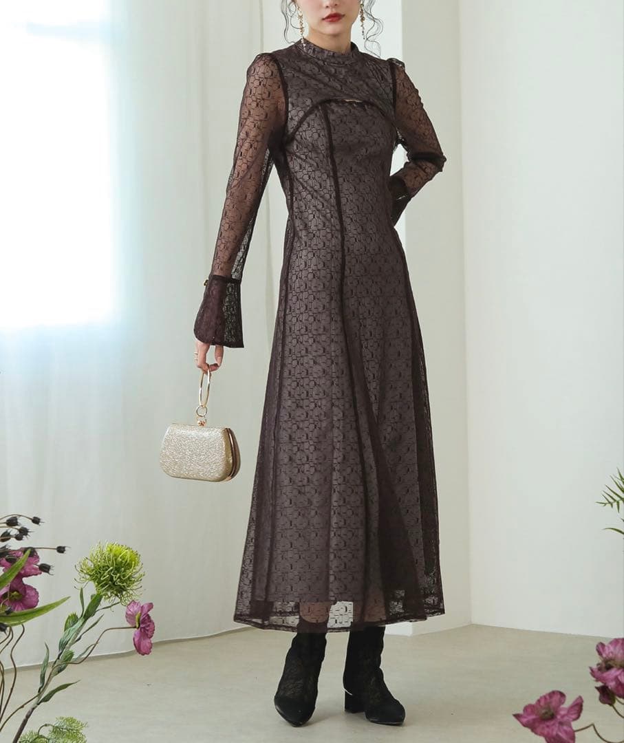 ANDRESD バックオープン ワンピース パーティー ドレス オケージョン