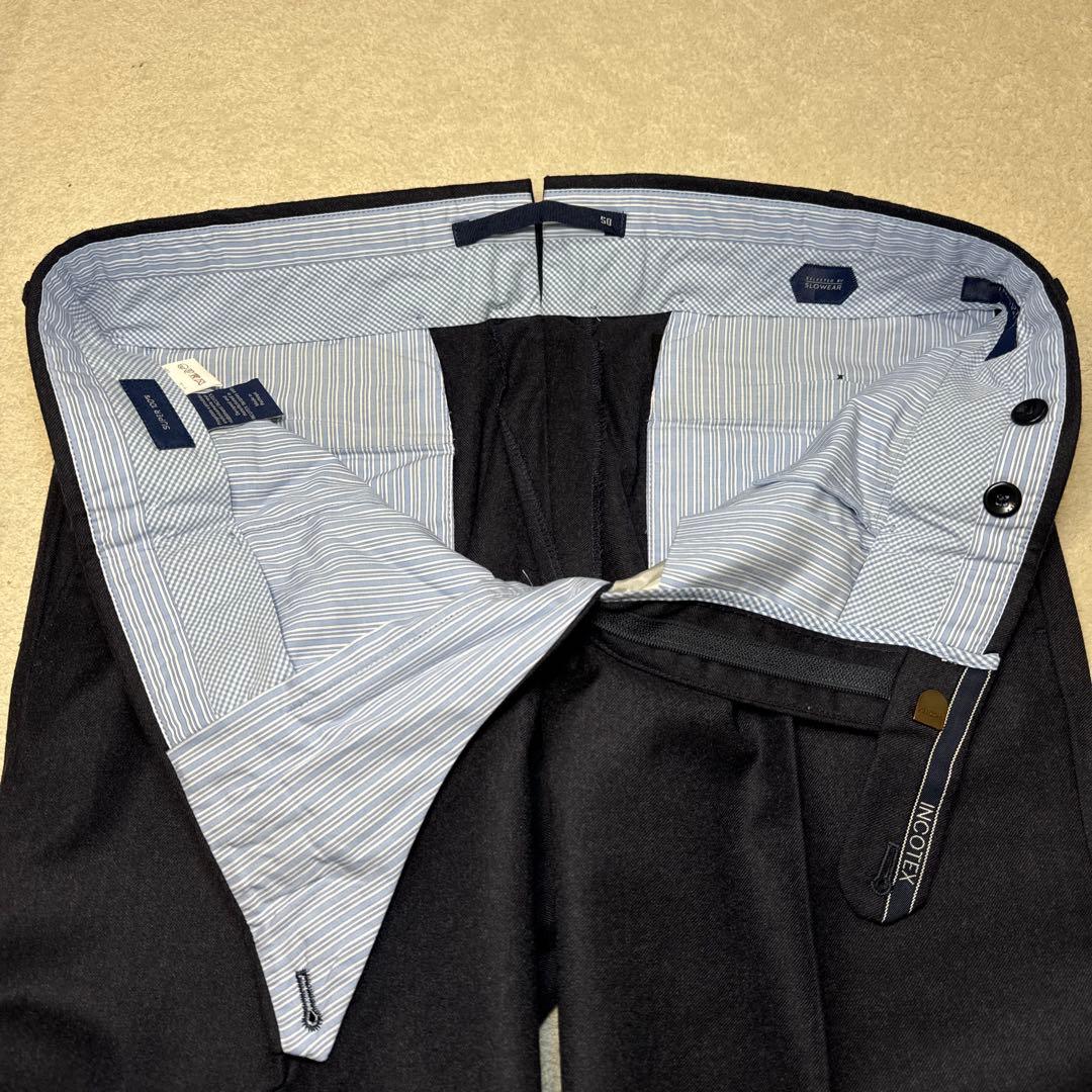 21 秋冬　未使用　インコテックス　スラックス　ネイビー　50 XL フランネル