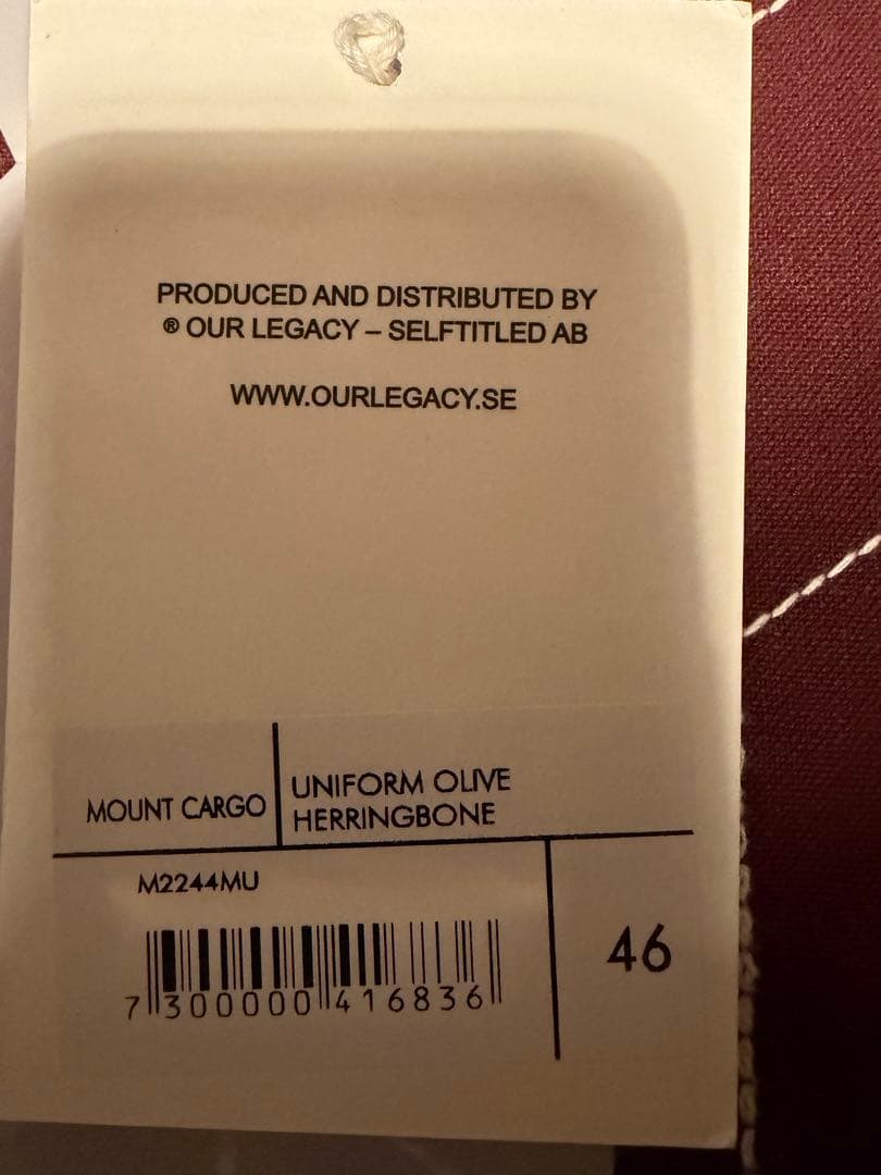 our legacyアワーレガシー マウントカーゴ　サイズ46 SS24