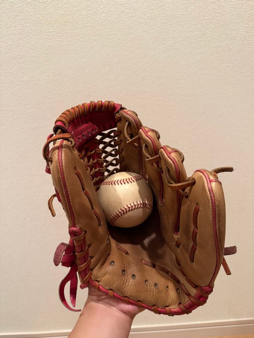 久保田スラッガー内野手用硬式グローブ 右投げ ベージュ/ピンク