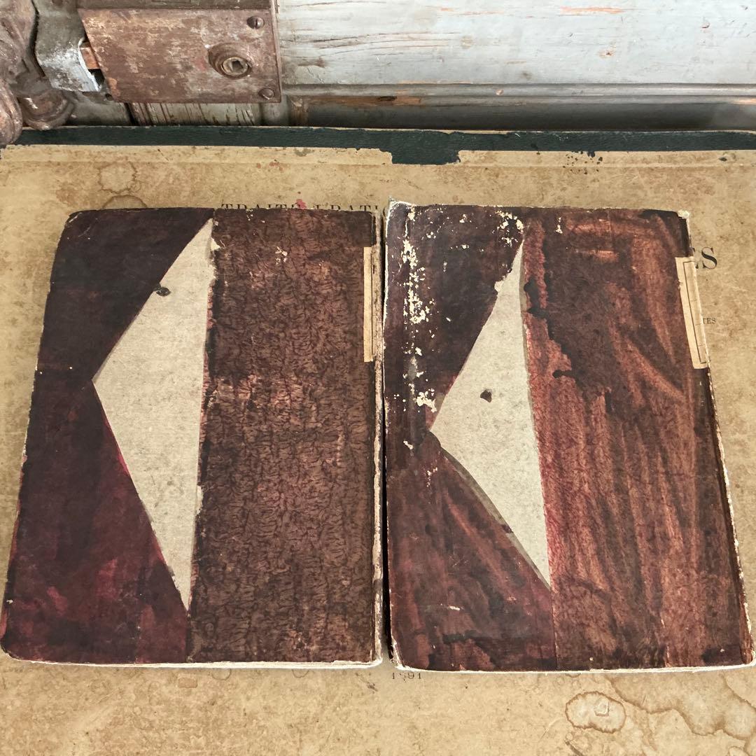 １９世紀　フランスアンティーク　２冊　ラベルだけの本　古書　ブロカント　古紙