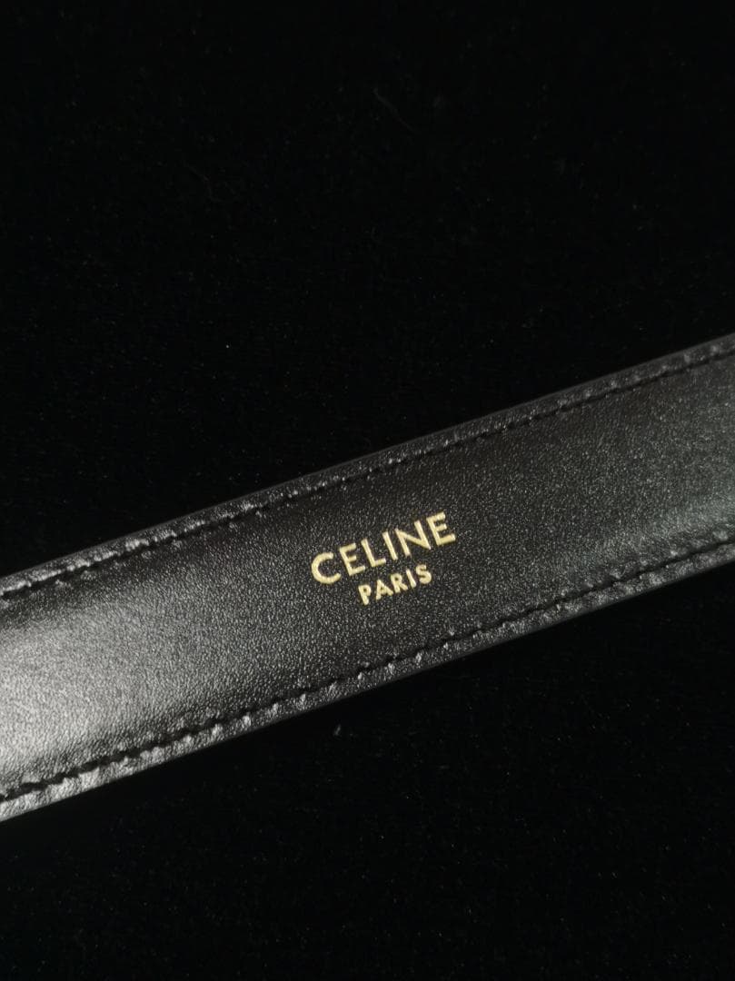 CELINE トリオンフ ナローベルト ブラック ゴールド金具