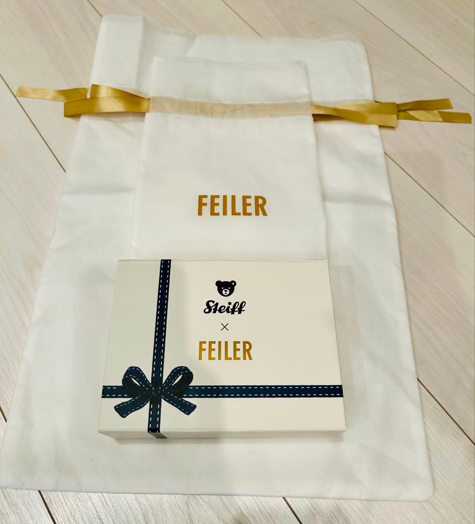 【新品・ギフト袋付】フェイラー シュタイフコラボ　テディベア・ ハンカチセット