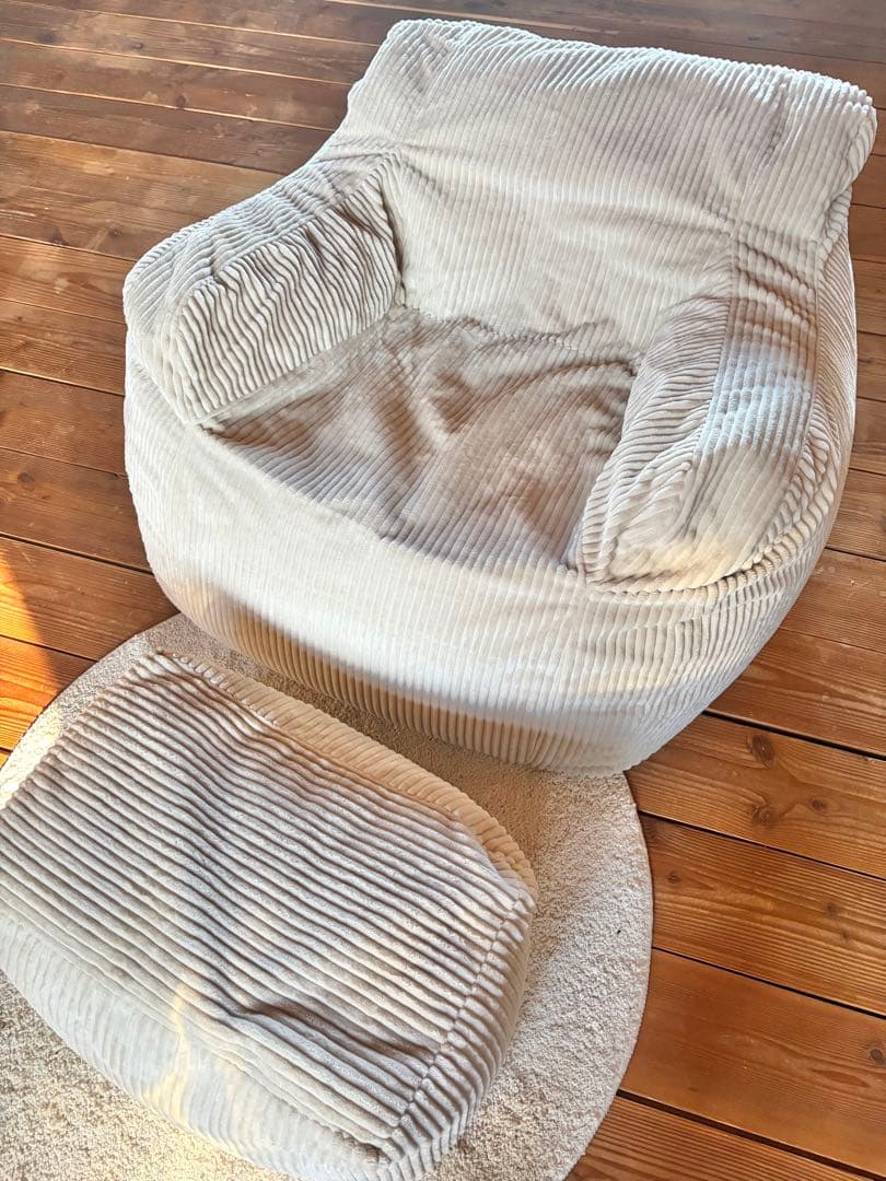 HUGME LOOZYソファー＋オットマンのセット コーデュロイ ビーズソファー