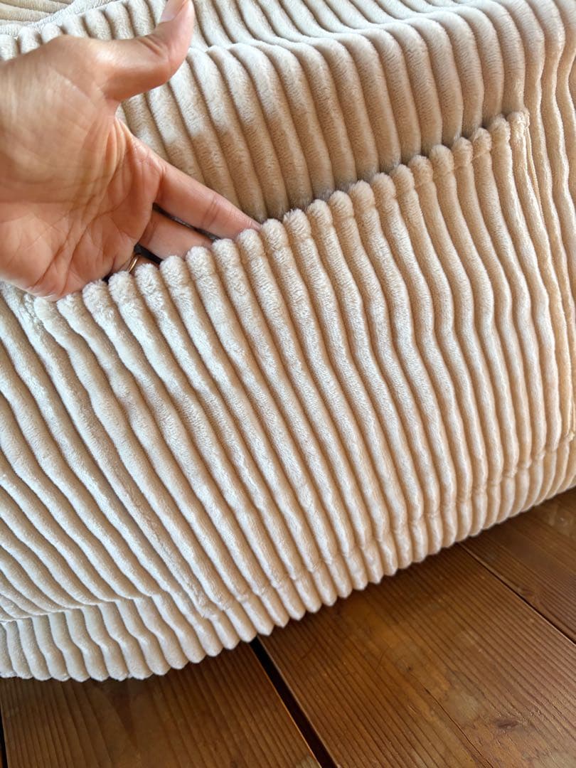 HUGME LOOZYソファー＋オットマンのセット コーデュロイ ビーズソファー