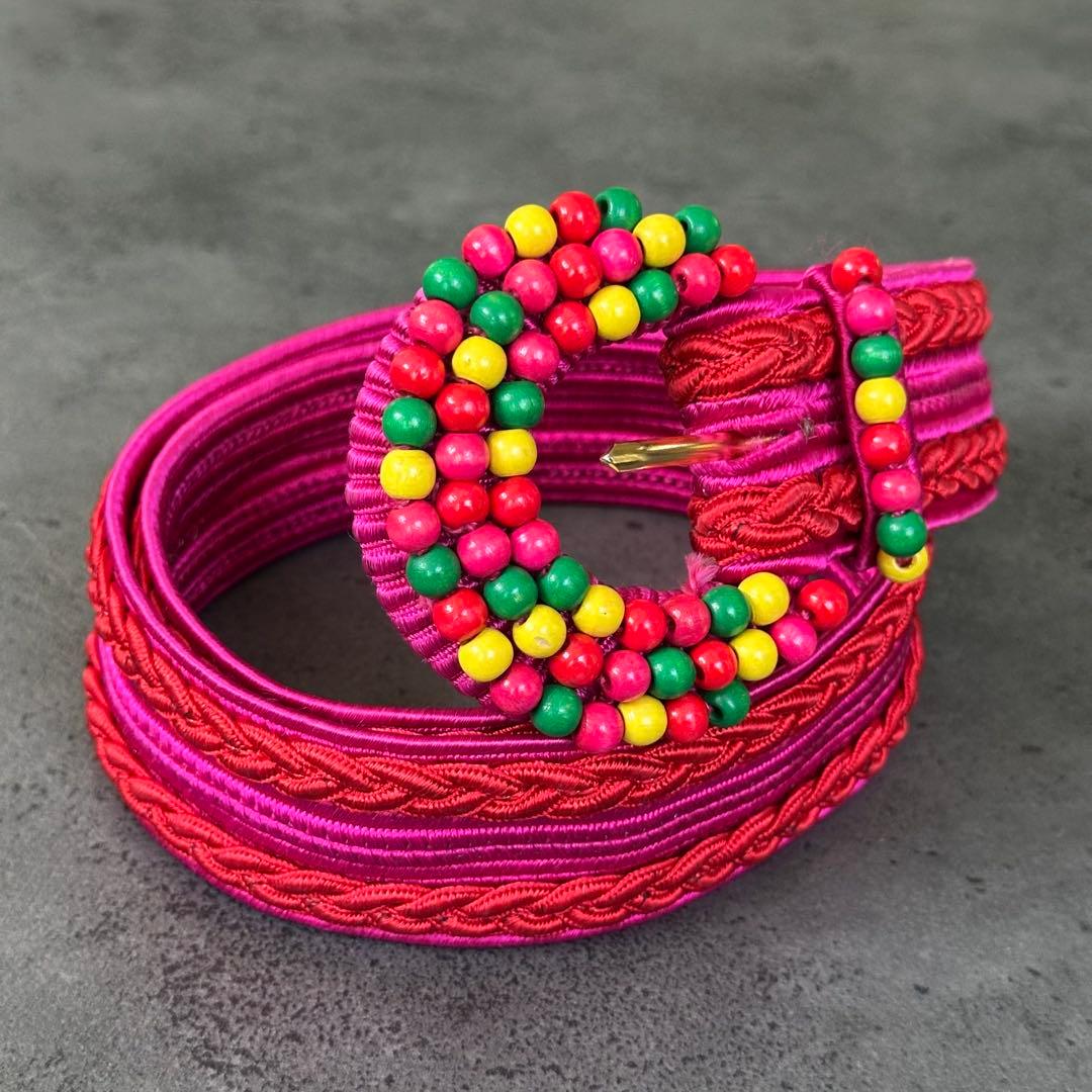 超希少✨イヴ・サンローラン　リヴ・ゴーシュ　ヴィンテージ　織ベルト　ピンク