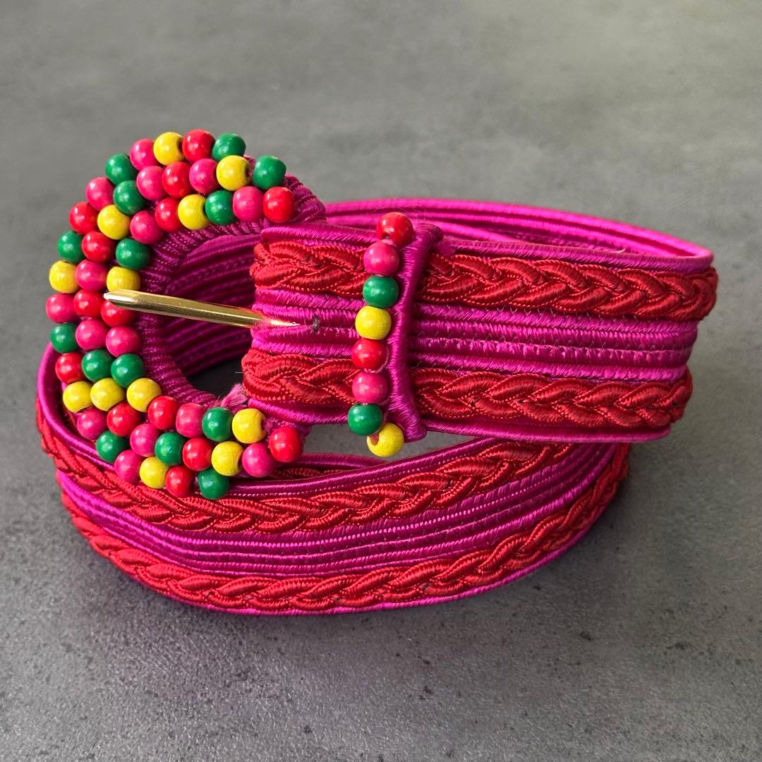 超希少✨イヴ・サンローラン　リヴ・ゴーシュ　ヴィンテージ　織ベルト　ピンク