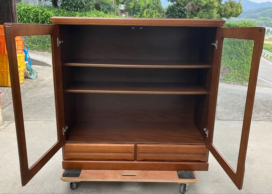 木製 飾り棚 キャビネット 102cm幅