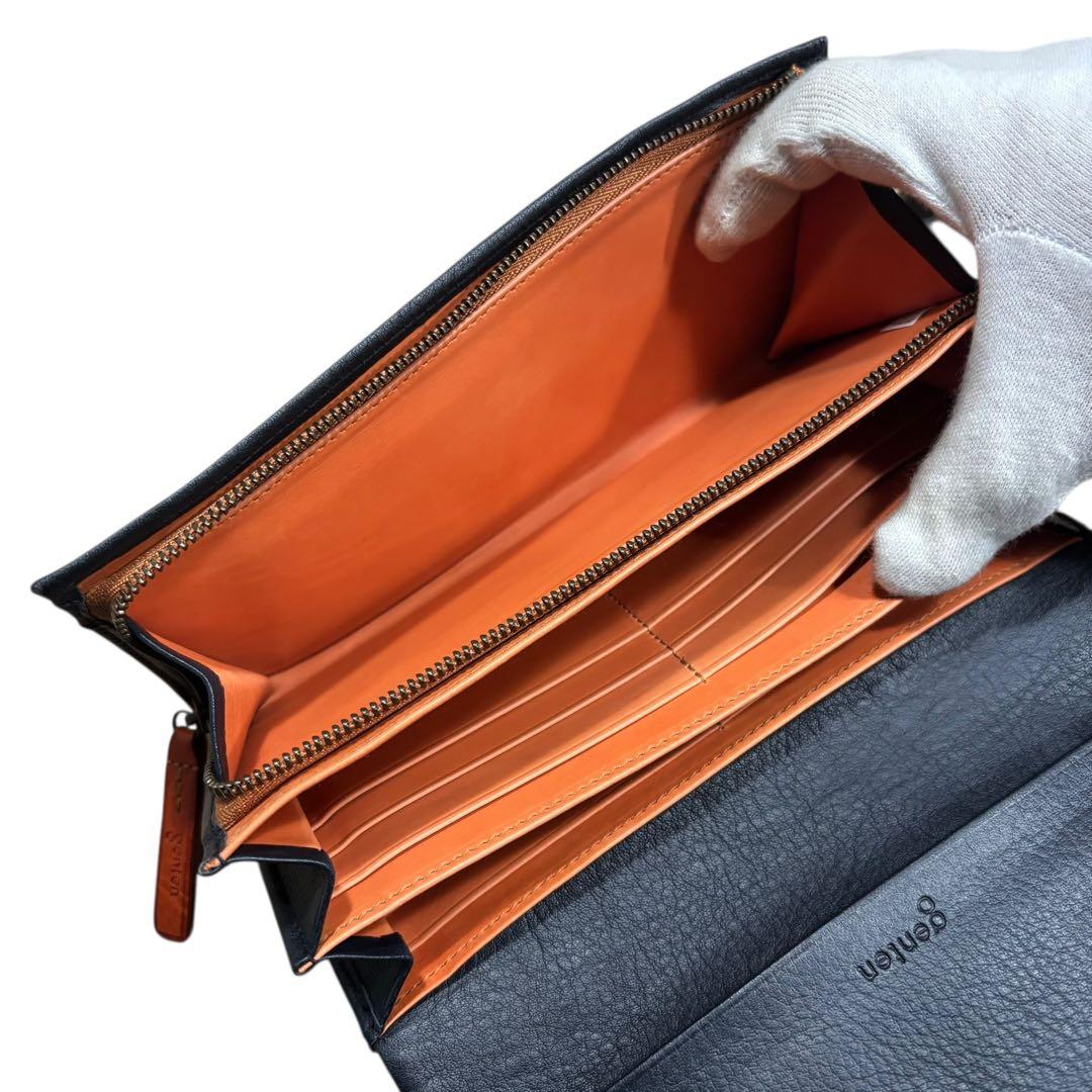 【未使用保管品】　genten ゲンテン　yaku 長財布　ネイビー　ブラック