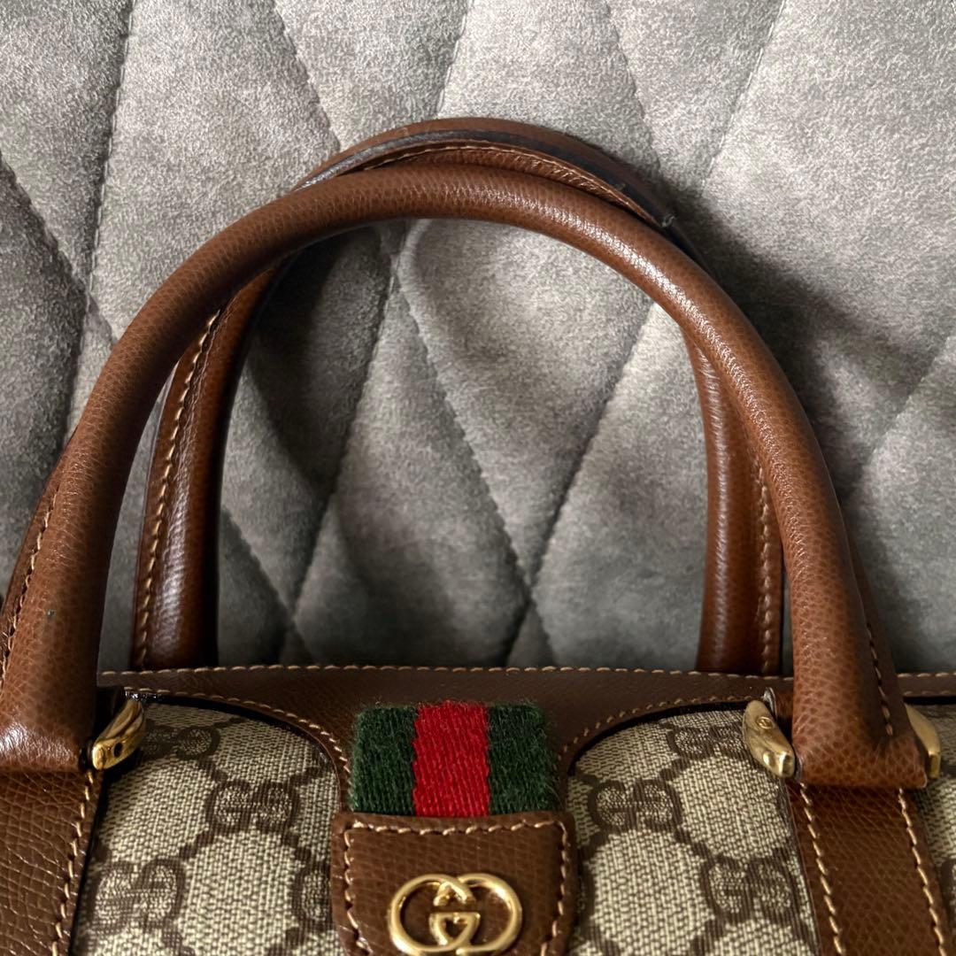 GUCCI ミニ ボストン バッグ シェリーライン GG スプリームキャンバス