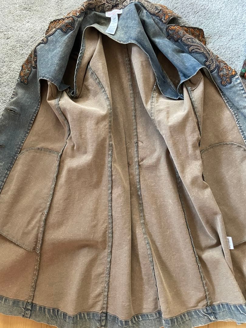 90s Christian Lacroix Jeans刺繍デニムロングコート