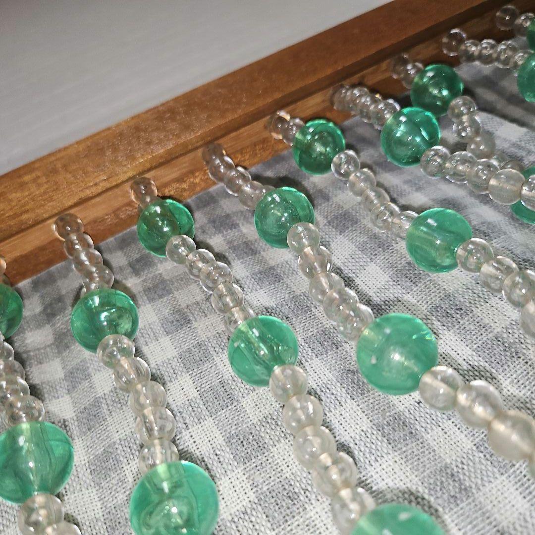 昭和レトロ　ビーズのれん　レトロポップ　玉暖簾　当時物　緑色　珠暖簾　グリーン