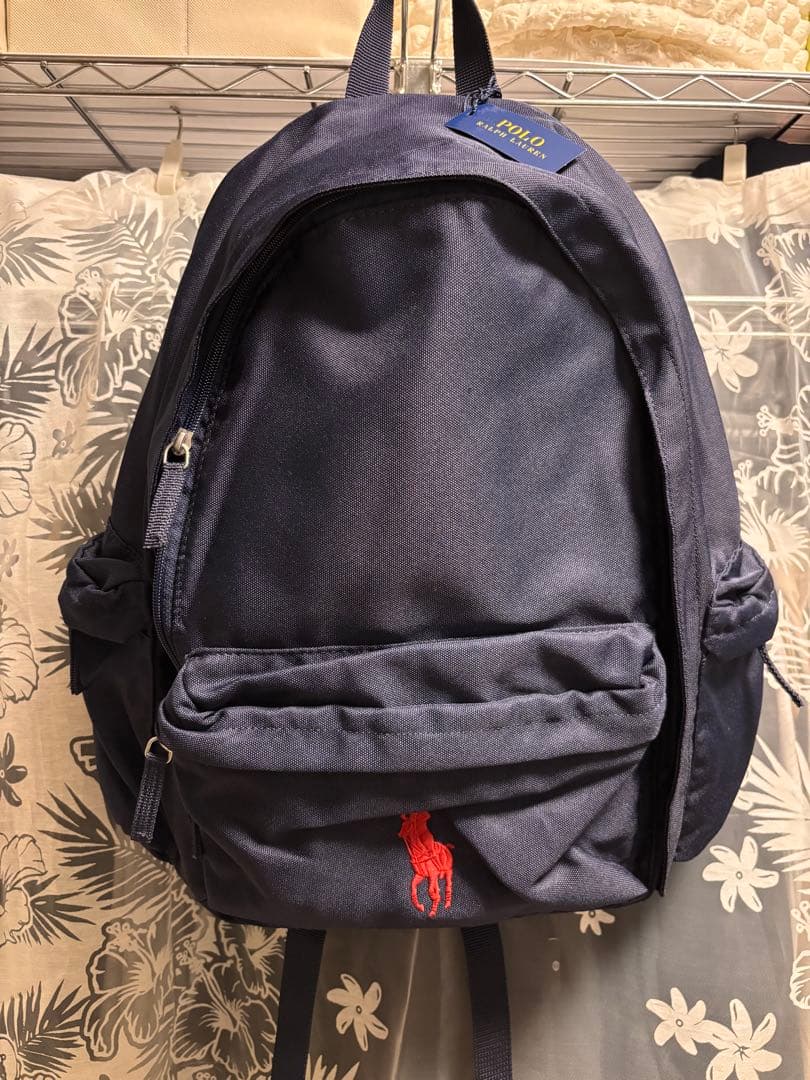 値下げ中　新品　タグ付き　ポロラルフローレン 刺繍　リュック　ナイロン　紺