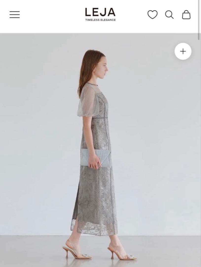 【LEJA】アシンメトリーシアーフラワードレスワンピース 結婚式 ドレス　M