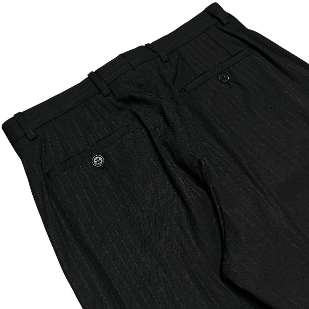 GIORGIO ARMANI ライトウール ストライプ ワイド スラックス