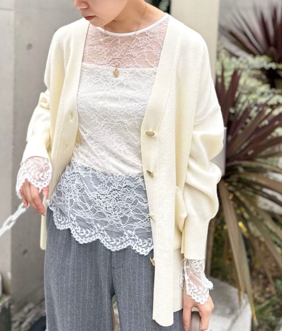 NOLLEY'S sophi ウォッシャブルラッセルレースTブラウス