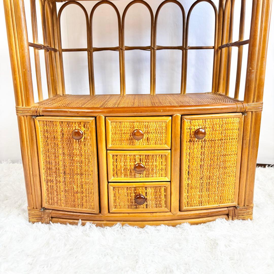 『送料無料』ラタン　キャビネット　サイドボード　収納ラック
