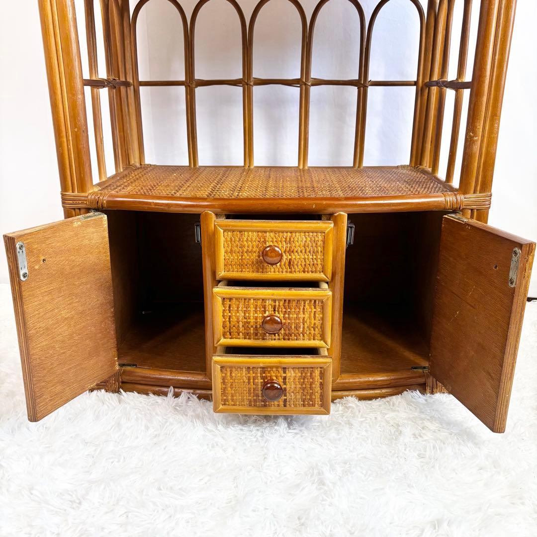 『送料無料』ラタン　キャビネット　サイドボード　収納ラック