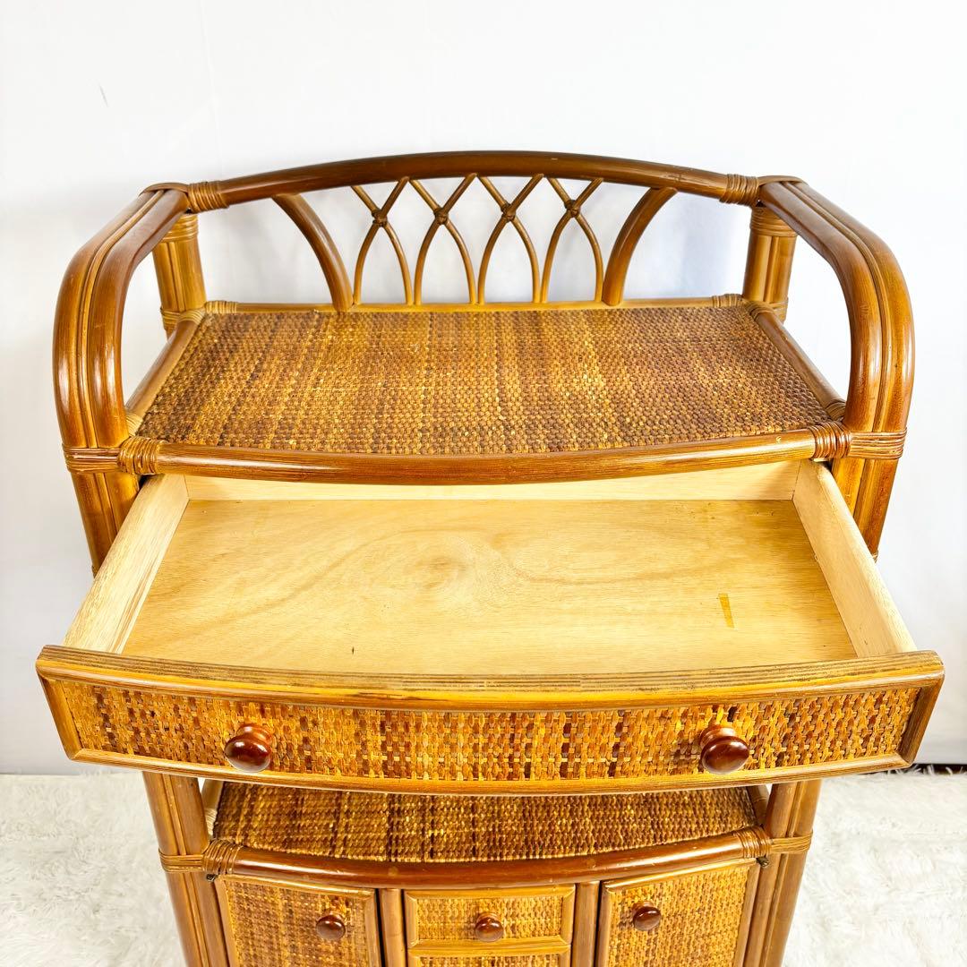 『送料無料』ラタン　キャビネット　サイドボード　収納ラック