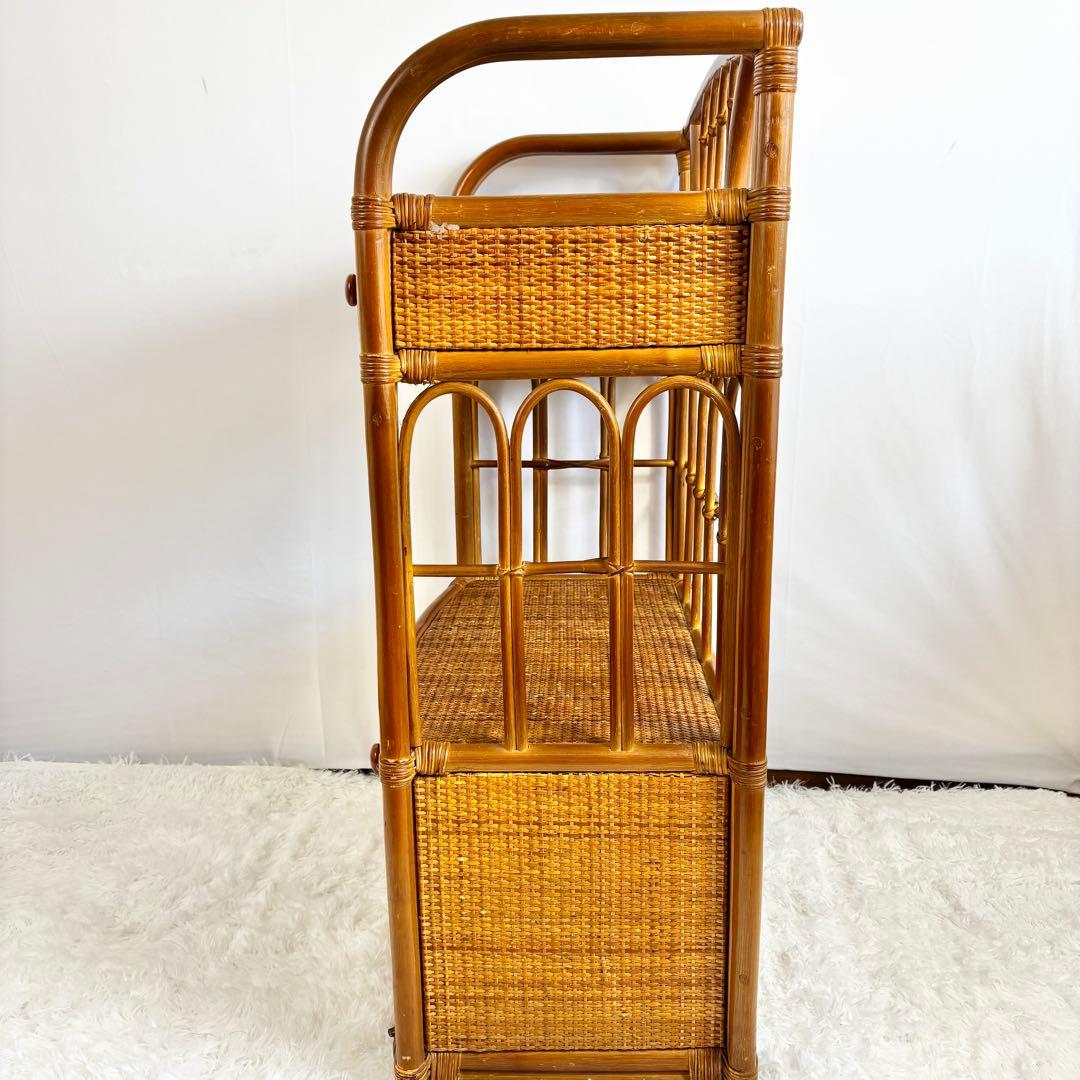 『送料無料』ラタン　キャビネット　サイドボード　収納ラック