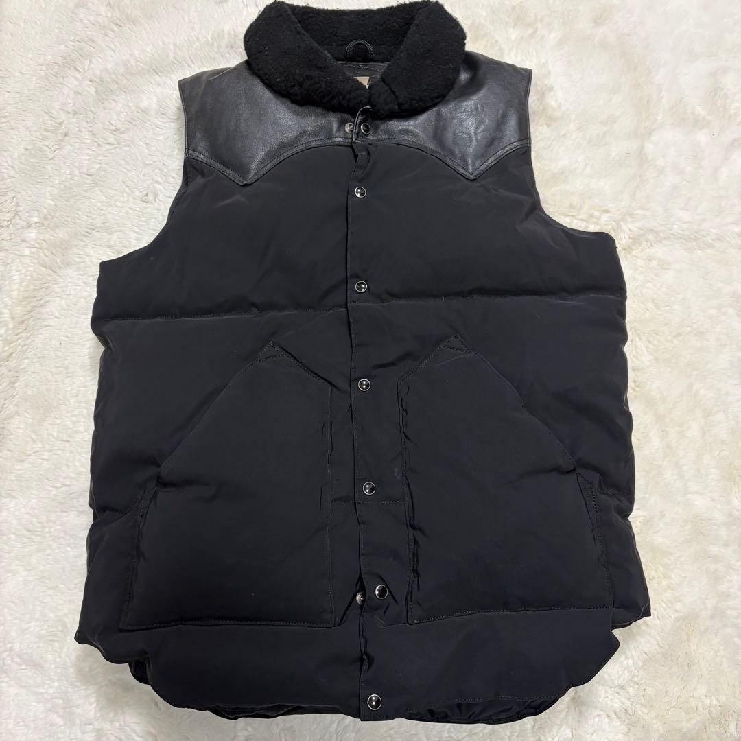 美品　希少L ロッキーマウンテンフェザーヘッド ダウンベスト　レザー切替 別注
