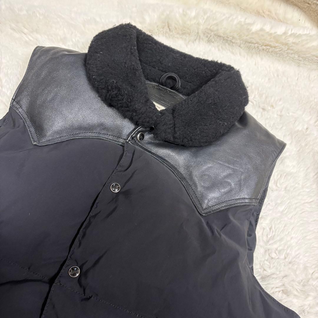 美品　希少L ロッキーマウンテンフェザーヘッド ダウンベスト　レザー切替 別注