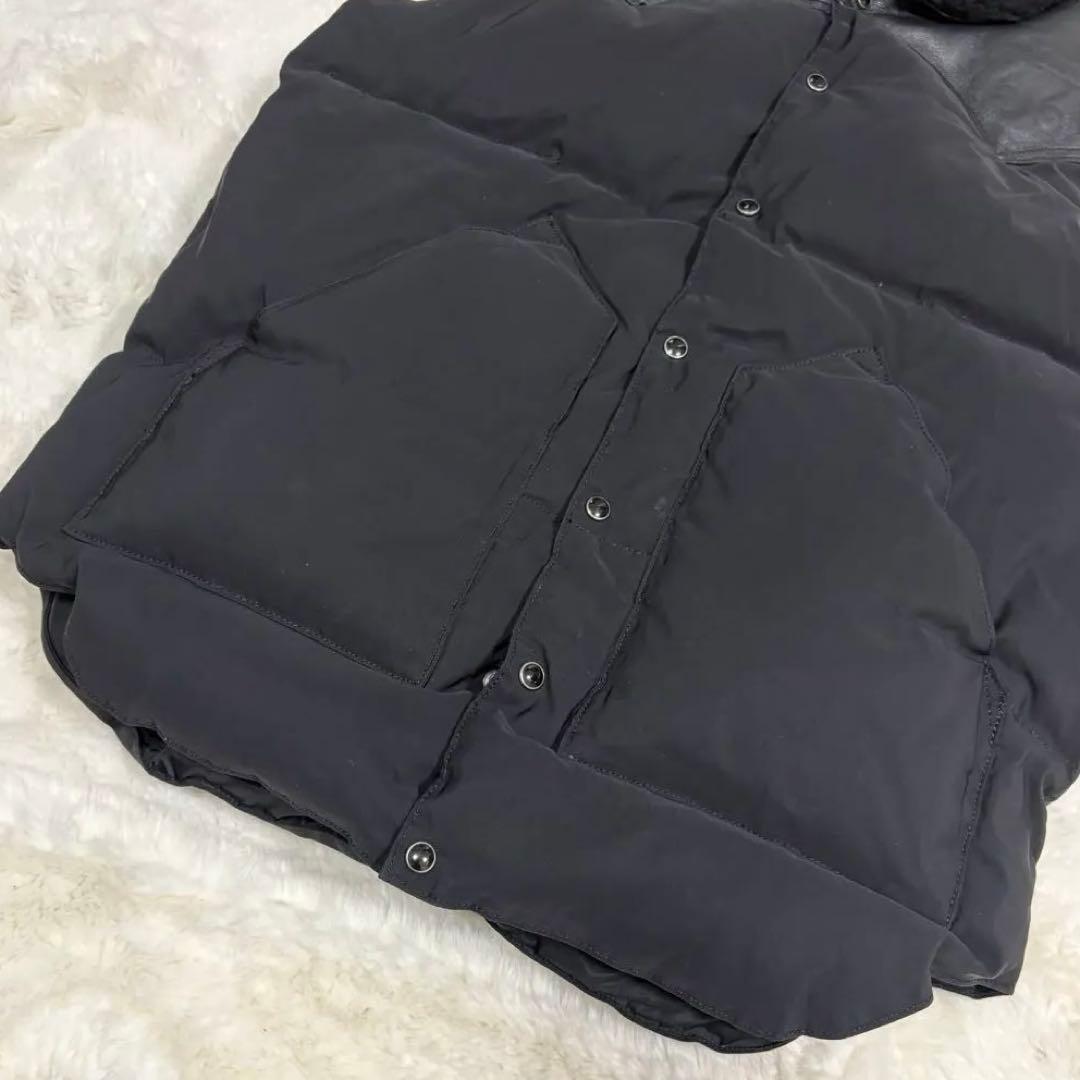 美品　希少L ロッキーマウンテンフェザーヘッド ダウンベスト　レザー切替 別注