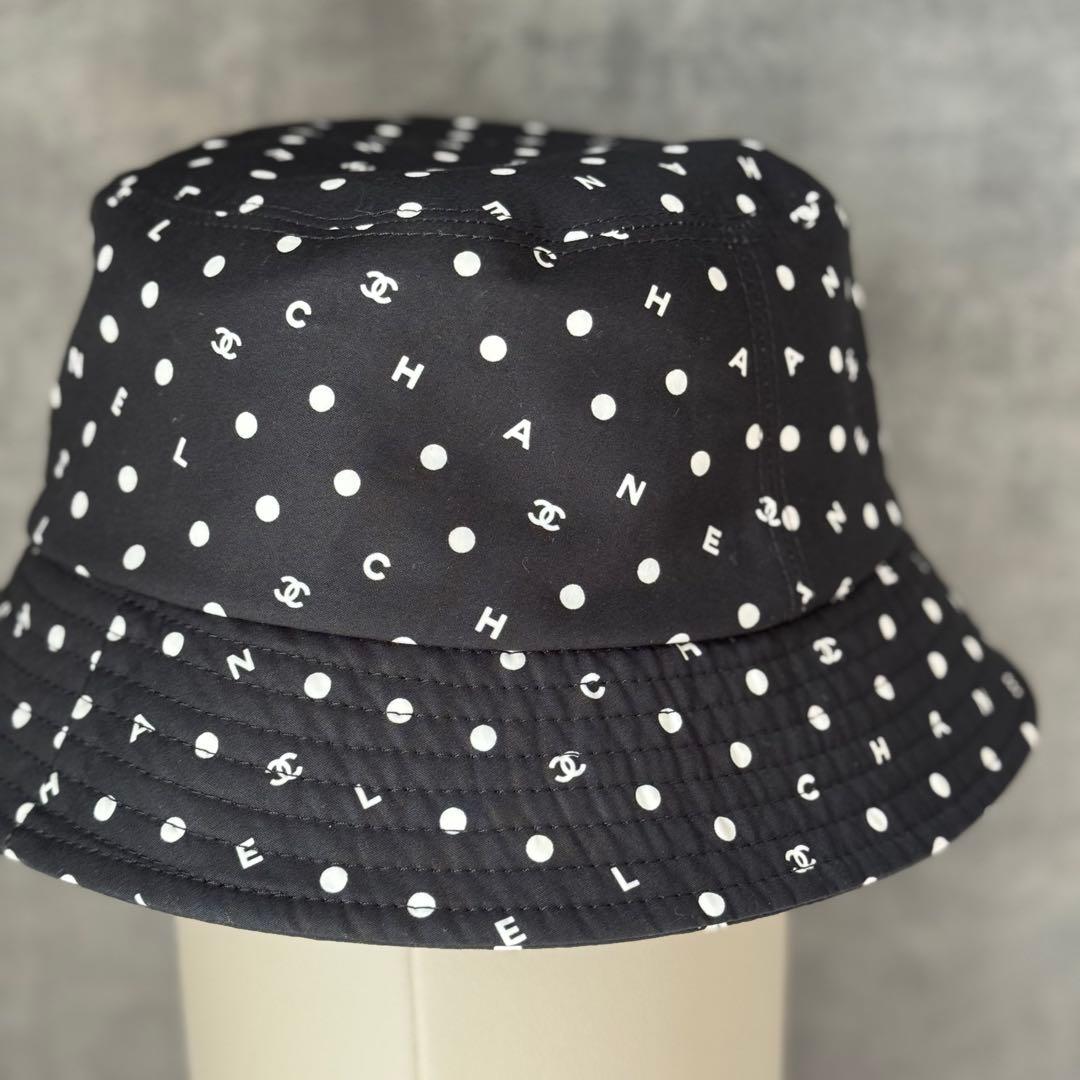 本物保証☆レア！超美品！CHANEL☆ドット柄バケットハット☆サイズL