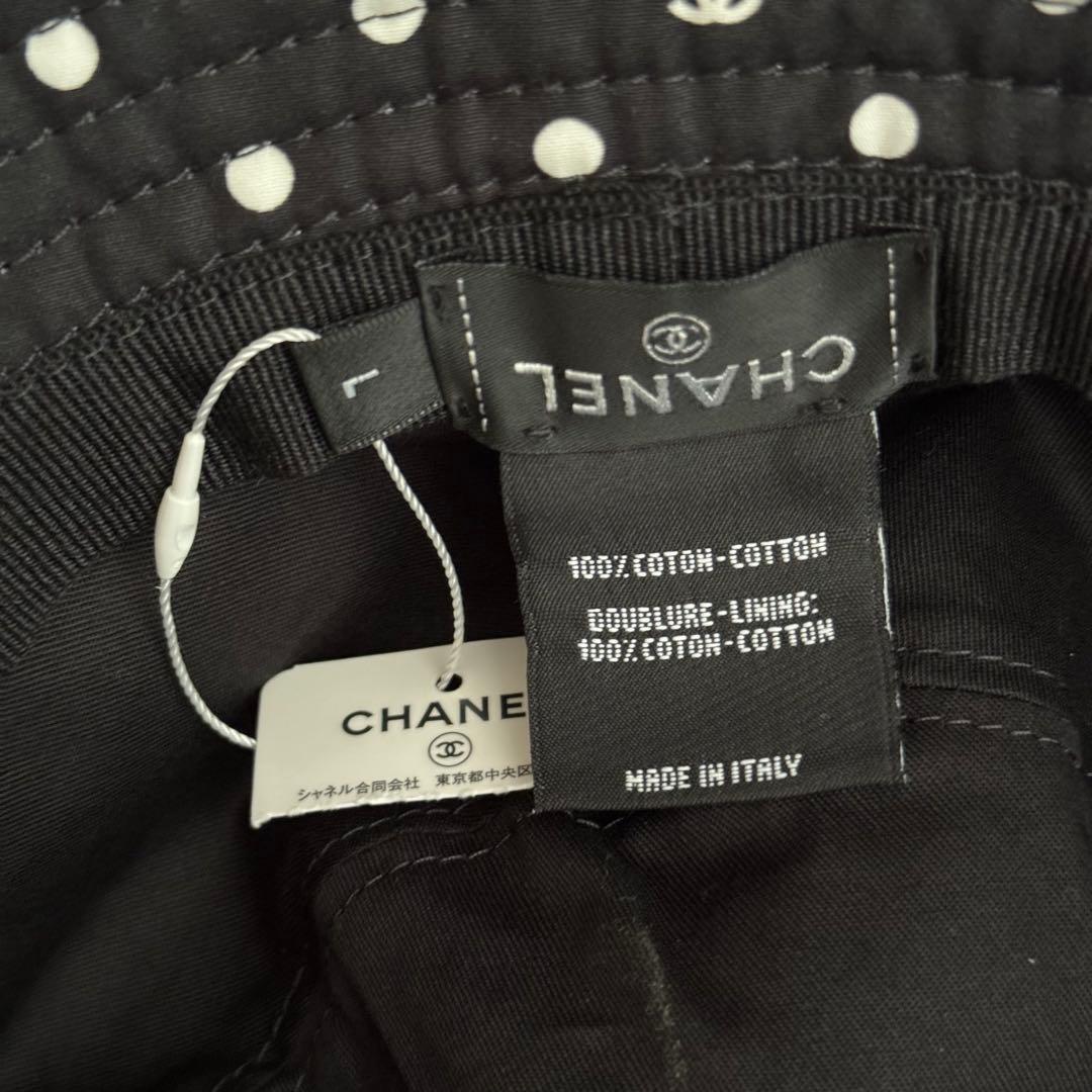 本物保証☆レア！超美品！CHANEL☆ドット柄バケットハット☆サイズL
