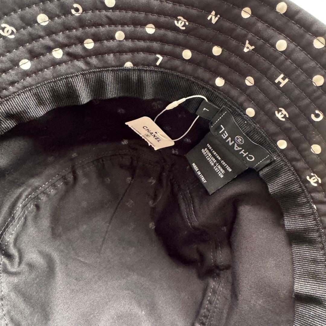 本物保証☆レア！超美品！CHANEL☆ドット柄バケットハット☆サイズL